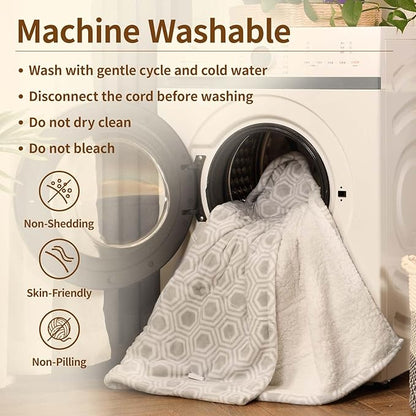 Bearhug Electric Throw Blanket 50" x 60", Reversible Velvet & Sherpa Heated Throw, 6 Heating Levels & 4H Auto Off, Over-Heat Protect, ETL Certification, Machine Washable