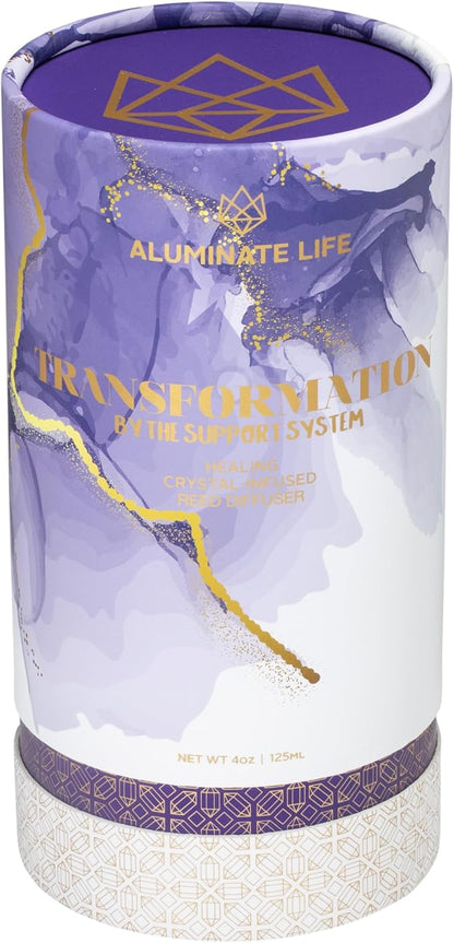 Crystal Infused Reed Diffuser, 4 OZ, Transformation - Amethyst Crystal Infused - Scents of Jasmine, Bergamot, Vanilla, & Cedar - Home Decor, House Warming, Valentine's Day Gift