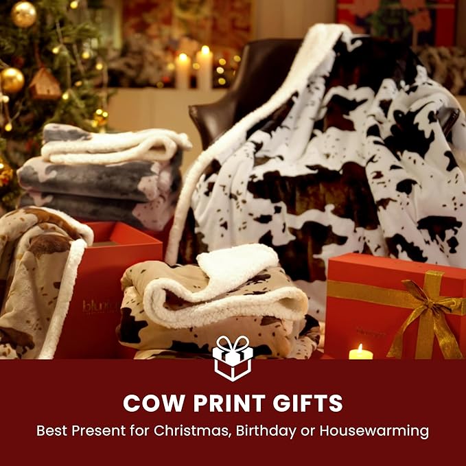 Cow Print Heated Electric Blanket King Size-Dual Control Heating Blanket King Size with 10 Heat Levels & 10 Hours Auto-Off, Cozy Soft Fleece Sherpa, Washable, 90x100 Inche Light Coral