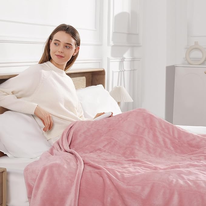 Electric Blanket Queen Heated Blanket Queen Size 84''X 90'' Soft Cozy Flannel with Dual Controller Heating Blanket of 5 Heating Level & 10 Hour Auto Off, ETL & FCC Certified, Machine Washable