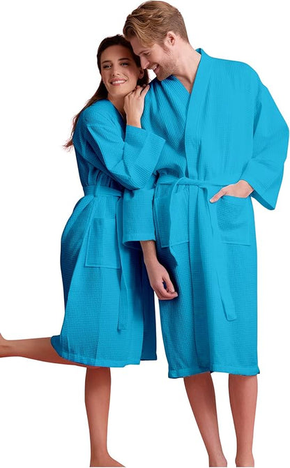 Luxurious Bathrobe for Women - Soft & Absorbent - Lightweigh & Comfort - Long & Kimono - Waffle & Cotton - Hotel/Spa Robe