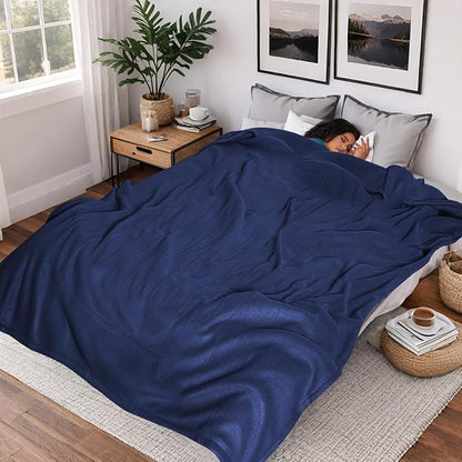 Heated Blanket Electric Blanket Full Size 72''x84'' with 4 Heating Levels, 10 Hour Auto Shut Off, Machine Washable, Soft Warming Blanket for Couch, Bed, Office - Dark Blue