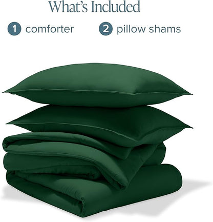 Bare Home Comforter Set - Oversized King - Ultra-Soft - Goose Down Alternative - Premium 1800 Series - All Season Warmth Comforter (Oversized King, Forest Green)