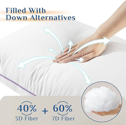JOLLYVOGUE Pillows Standard Size Set of 6, Washable Supportive 6 Pack Bed Pillows with Super Soft Down Alternative Fill, Luxury Fluffy Hotel Quality for Side, Back and Stomach Sleepers