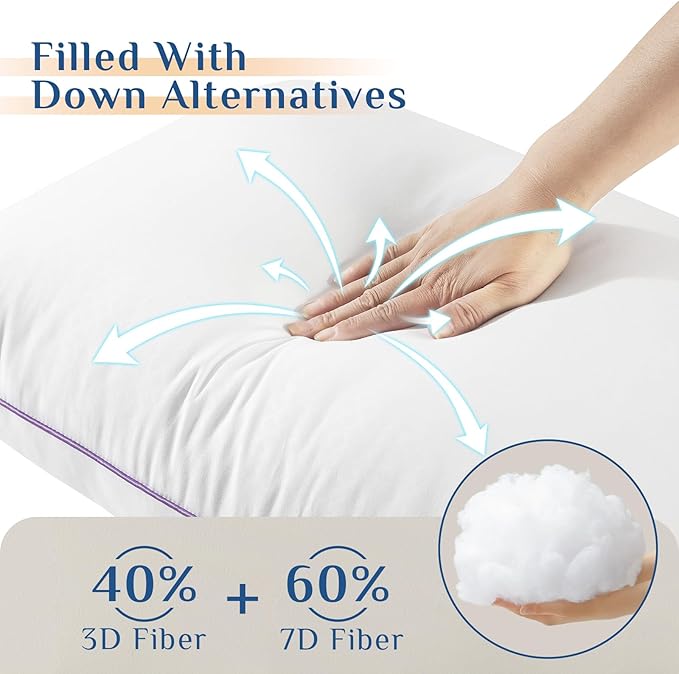 JOLLYVOGUE Pillows Queen Size Set of 6, Washable Supportive 6 Pack Bed Pillows with Super Soft Down Alternative Fill, Luxury Fluffy Hotel Quality for Side, Back, and Stomach Sleepers