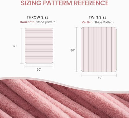Cozy Bliss Faux Fur Throw Blanket for Couch, Cozy Warm Plush Striped Blanket for Sofa Bedroom Living Room, 60 * 80 Inches Hot Pink