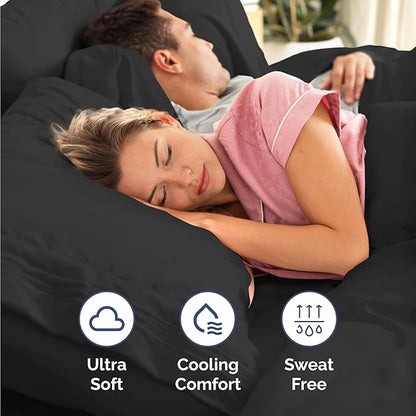 Twin Size 3 Piece Sheet Set - Comfy Breathable & Cooling Bed Sheets Set - Hotel Luxury Bedding for Women, Men, Kids, Teens, Boys & Girls - Deep Pockets, Ultra-Soft and Wrinkle Free - Oeko-Tex - Black