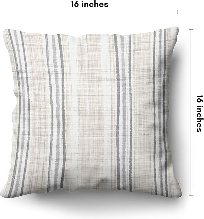 Americanflat 16x16 Throw Pillow with Sewn-in Insert - All-in-One Decorative Pillows - No Cover Needed - Soft and Durable Cushion for Bed or Sofa - Polyester - Cream and White