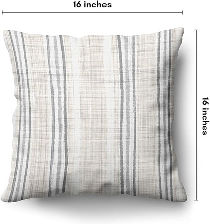 Americanflat 16x16 Throw Pillow with Sewn-in Insert - All-in-One Decorative Pillows - No Cover Needed - Soft and Durable Cushion for Bed or Sofa - Polyester - Cream and White