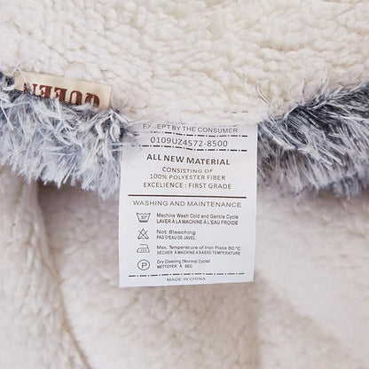 Flysheep Luxury Faux Fur Shaggy Fluffy Comforter Set Full/Queen Size Mixed Gray and White Long Hair, 3 Pieces Plush Flannel Sherpa Backing Reversible Soft Microfiber Bedding Set Super Warm for Winter