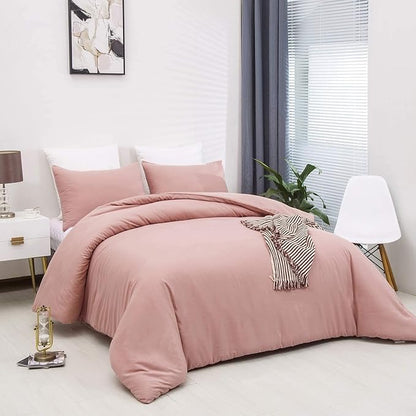 Houseri Pink Comforter Set - California King Size, Blush & Dusty Pink Bedding Comforter & Blanket Set