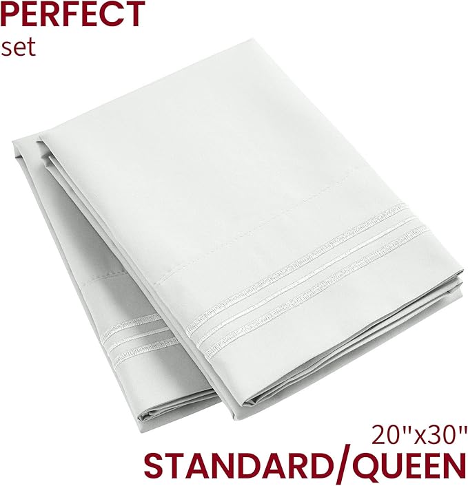 Mellanni Pillow Cases - Luxury, Extra Soft, Cooling Pillow Covers - 2 PC Iconic Collection Pillowcases - Envelope Closure (Standard/Queen 20" x 30", Ivory)