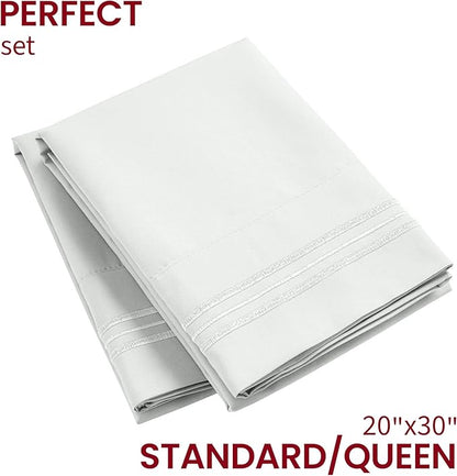 Mellanni Pillow Cases - Luxury, Extra Soft, Cooling Pillow Covers - 2 PC Iconic Collection Pillowcases - Envelope Closure (Standard/Queen 20" x 30", Ivory)