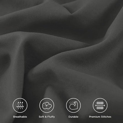 Andency Dark Gray California King Comforter Set, 3 Pieces Lightweight Fluffy Farmhouse Shabby Chic Bedding Comforter Sets, Soft Microfiber All Season Cal King Bed Set (104x96Inch)