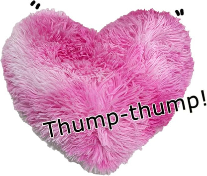 MorroMorn Fluffy Heart Throw Pillows, Shaggy Decorative Pillow for Sofa Couch Bed, Cute Room Decor Decorations for Women Girls Kids (Tie-dye Pink)