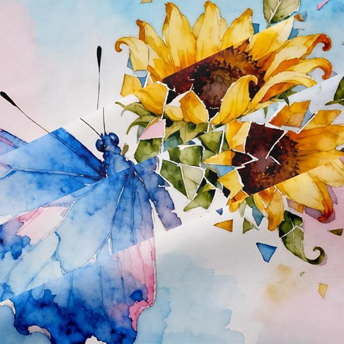 Butterfly Comforter Set Queen 3 Pieces Blue Pink Green Tie Dye Bedding Set for Kids Teens Butterflies Floral Sunflower Comforter with 2 Pillowcases, Super Soft Microfiber All Season