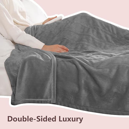 Electric Blanket Queen Heated Blanket Queen Size 84''X 90'' Soft Cozy Flannel with Dual Controller Heating Blanket of 5 Heating Level & 10 Hour Auto Off, ETL & FCC Certified, Machine Washable
