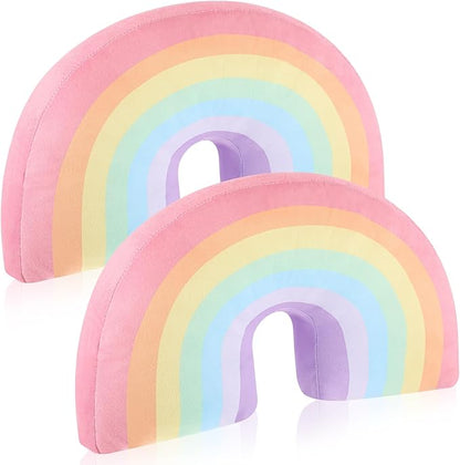 Chunful Rainbow Pillow for Girls Kids 13.8 x 8.7 x 4 Inch Plush Cute Rainbow Throw Pillow Arch Shaped Cushion Stuffed Decoration for Bed Chair Room Home Decor Easter Day(Macaron Colors,2 Pcs)