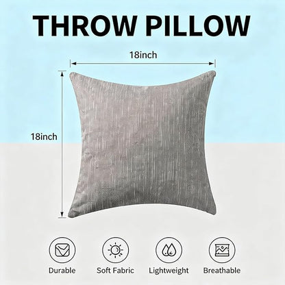 Decorative Couch Pillow Covers SofaThrow pillows with inserts included Bohemian-Style Country Cushion Cover Suitable for Beds, Sofas, Living Rooms, and Home Decor 2pack 18X18 inch.(Metallic Gray)