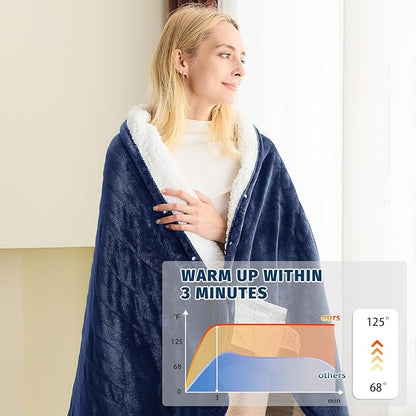 BOMOVA Heated Electric Blanket Full Size - 72" x 84" Heating Blanket with 10 Heating Levels & 8 Hours Auto Off, Warm Flannel Blanket, Christmas Birthday Gifts for Women