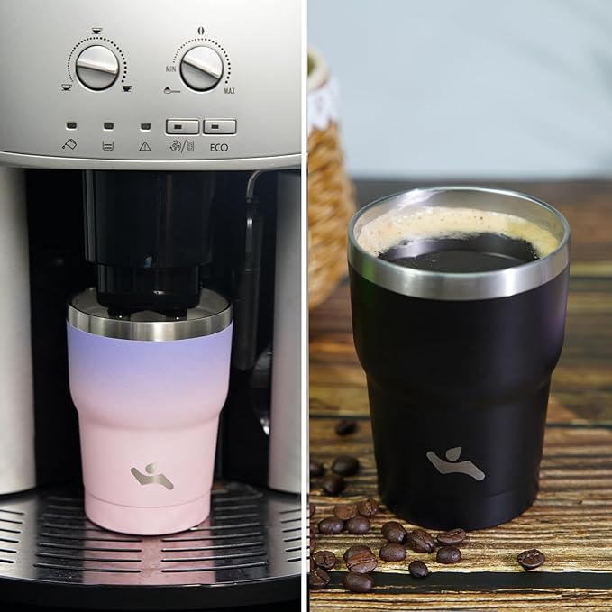 10 oz Tumbler with Handle and 2 Straw 2 Lid, Insulated Water Bottle Stainless Steel Vacuum Cup Reusable Travel Mug,Pastel Sunset