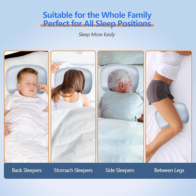 Ear Piercing Pillow for Side Sleepers, Pillow with an Ear Hole for CNH and Ear Pain Ear Inflammation Pressure Sores (Light Blue Silk, 17.3"x12.6"x2")
