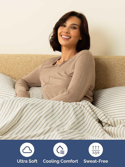 Extra Deep King Sheet Set - 6 Piece Breathable and Cooling Sheets - Hotel Luxury Bedding for Women, Men, Kids & Teens - Easy Secure Fit - Soft and Wrinkle Free with Extra Deep Pockets - Beige Stripes