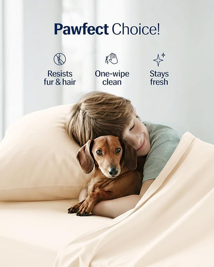 REST® Evercool®+ Starter Sheet Set, Queen, Ivory, Breathable Bed Sheets for Hot Sleeper and Night Sweats, with Pillowcases, with Ionic+ Self-Cleaning Silver Yarn for Sensitive Skin, 3PCS No Flat Sheet