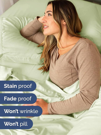 Extra Deep Cal King Sheet Set - 6 Piece Breathable and Cooling Sheets - Hotel Luxury Bedding for Women, Men, Kids & Teens - Easy & Secure Fit - Soft and Wrinkle Free - Extra Deep Pockets - Light Sage
