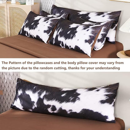 SUCSES King Size Comforter Set 8 Pieces Western Farmhouse Style Bedding Set Highland Rustic Cow Fur Print Bed in A Bag Comforter Set with Sheets (Cow Fur Pattern, King)