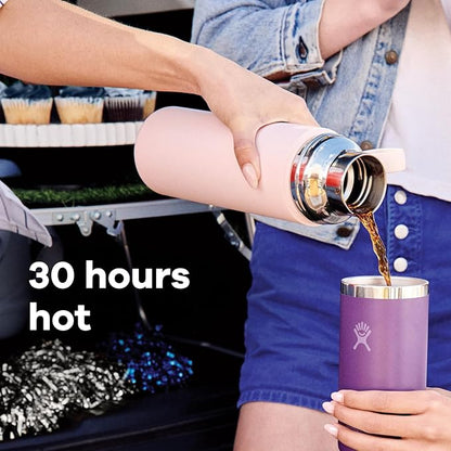 Hydro Flask Hot Flask & Cup – Insulated Stainless Steel, Hot Drink Travel Container for Coffee 28 Oz Beachplum Purple