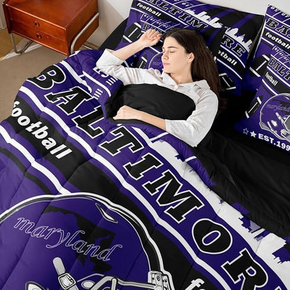 Feelyou Football 7 Pieces Comforter Sets Full Size Kids Rugby Sports Bedding Set for All Season Football City Bed in a Bag with Comforter, Sheets, Pillowcases & Cushion Cover