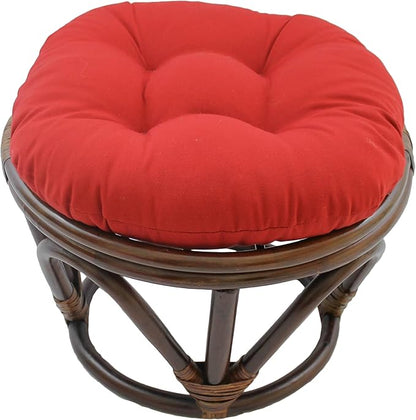 Blazing Needles Solid Twill Round Footstool Cushion, 18", Red