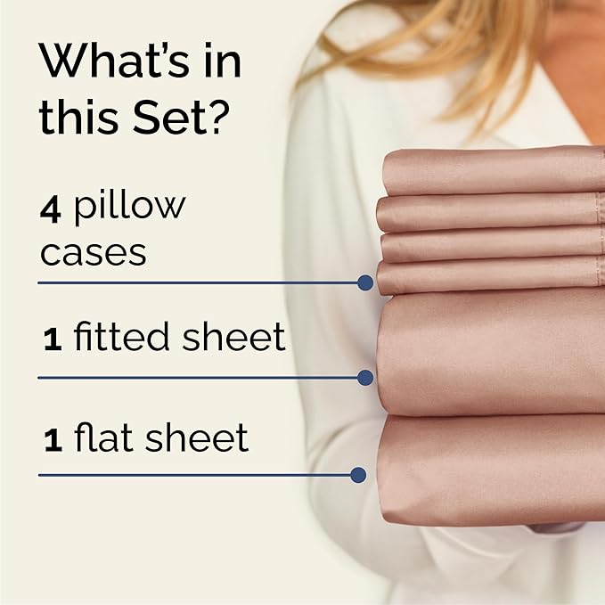 Queen 6 Piece Sheet Set - Comfy Breathable & Cooling - Ultra Soft Hotel Luxury Bedding Set w/ 8-16 Inch Deep Pockets - 1 Flat & 1 Fitted Sheet & 4 Pillowcases - Cozy, Wrinkle Free & Easy Care - Mauve