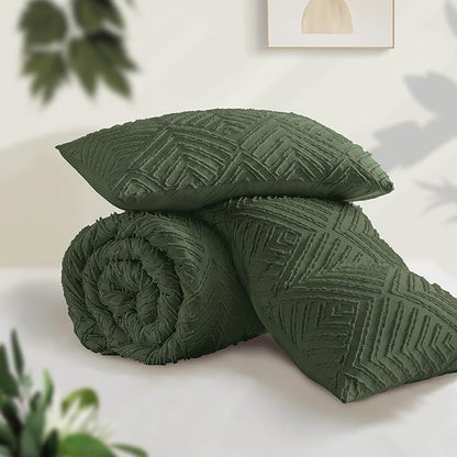 Andency Olive Green California King Comforter Qversized 120''x98'', 3 Pieces Boho Bedding Set & Collections, Farmhouse Tufted Fluffy Bed Set (1 Comforter, 2 Pillowcases)