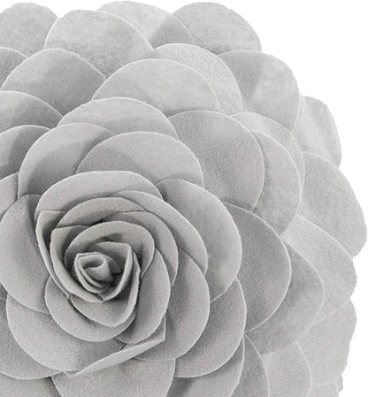 Fennco Styles Eva's Flower Garden Decorative Filled Throw Pillow 13" Round - Grey Floral Accent Pillow for Home, Couch, Bed, Living Room, Holiday and Office Décor