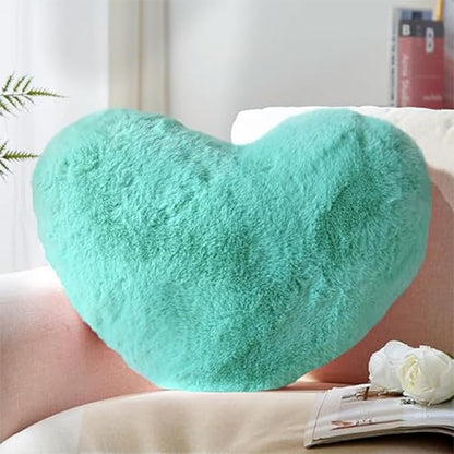 YRXRUS Heart Pillow, Green Heart Pillows, Love Pillow Gifts, 14X17 Inch Large Heart Shaped Pillows, Faux Rabbit Fur Coquette Room Decor Throw Pillows, Living, Bedroom, Indoor Outdoor