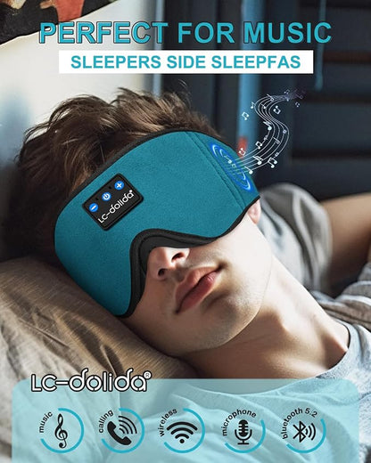 Sleep Mask with Bluetooth Headphones,LC-dolida Sleep Headphones Bluetooth Sleep Mask 3D Sleeping Headphones for Side Sleepers Best Gift and Travel Essential (Blue)
