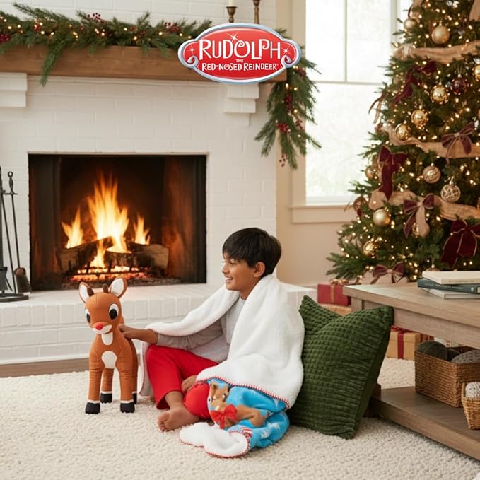 Franco Rudolph The Red Nose Reindeer Kids Holiday & Christmas Bedding Super Soft Plush Cuddle Pillow Buddy, One Size, (Officially Licensed Product)