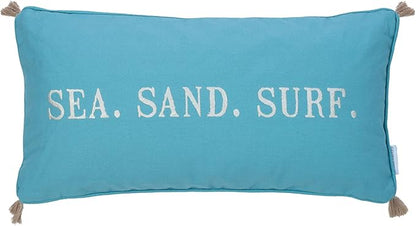 Levtex Home - Blue Maui - Decorative Pillow (12 x 24in.) - Sea Sand Surf - Light Blue and White