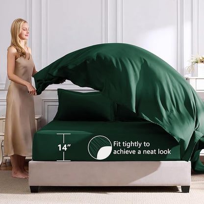CozyLux Oversized King Comforter Set Emerald Green, 7 Pieces Bed in a Bag Comforter Set with Sheets, All Season Bedding Set with Down Alternative Comforter, Sheets, Pillowcases & Shams
