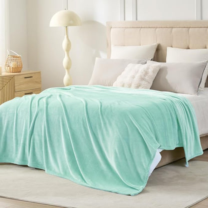Hansleep Fleece Lake Green Throw Blanket, Super Soft Blanket Flannel Fuzzy Plush Cozy Blanket for All Seasons, Lake Green, Throw 50x60 Inches
