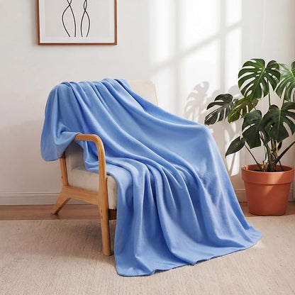 Buryeah 10 Pcs Fleece Blanket Bulk Soft Warm Blankets Cozy Fleece Lightweight Throw Blankets Plush Pet Throw Blanket for Home Bed Sofa Office Wedding Gifts Travel(50" X 60",Hyacinth Blue)