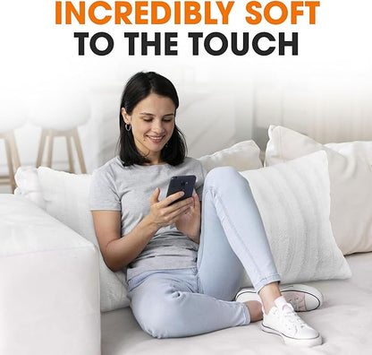 Cheer Collection Faux Fur Long Body Pillow - Accent Throw Pillow for Bed and Couch - Decorative Lumbar Pillow with Insert, White (18" x 40")