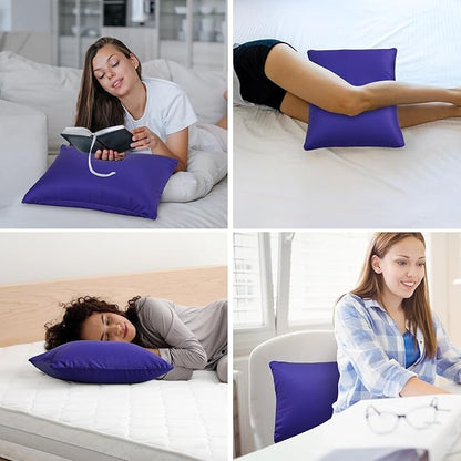 Microbead Throw Pillow Bedding Neck Pillows with Removable Cover, 16" x 12" Bed and Couch Decorative Pillow for Home Sofa Bedroom Fun Colors Support. Silky, Comfortable (Chocolate)