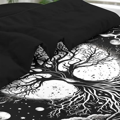 Comforter Set Twin Size, Tree of Life Dark Magic 5 Pcs Bedding for Kids and Adults, Sun Moon Bed Sheet Sets with Fitted Sheet Pillowcase & Sham for Bedroom Bed Decor