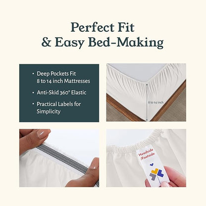 California Design Den 2-Pack 100% Organic Cotton Bed Sheets Twin Size Set - Crisp and Breathable Percale Sheets, Deep Pockets, Lightweight Bedding Set - True Ivory