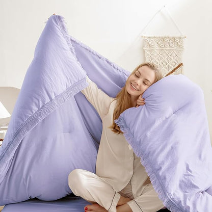 Andency California King Comforter Set Lavender - Purple 3 Pieces Cal King Boho Lightweight Bedding Comforter Sets, Oversized All Season Tassel Soft Fluffy Bed Set (104x96In Comforter & 2 Pillowcases)