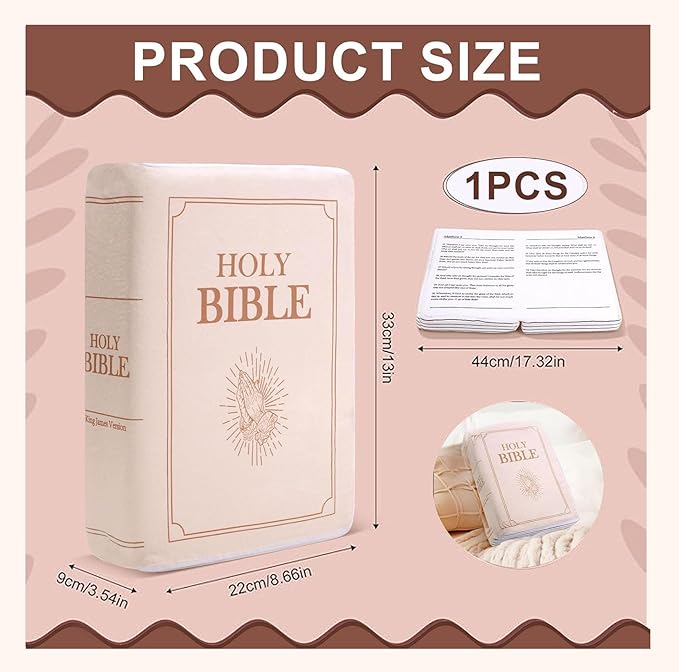 Bible Pillow Book Plush That Opens, for Kids Adults Christian Gifts, Cozy Faith Bible Pillow (Purple)