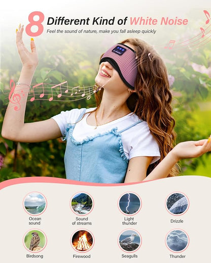 LC-dolida Sleep Headphones, White Noise Bluetooth Sleep Mask 3D Wireless Eye Mask Sleeping with Timing, Sleep Mask with Bluetooth Headphones for Side Sleepers Travel Yoga
